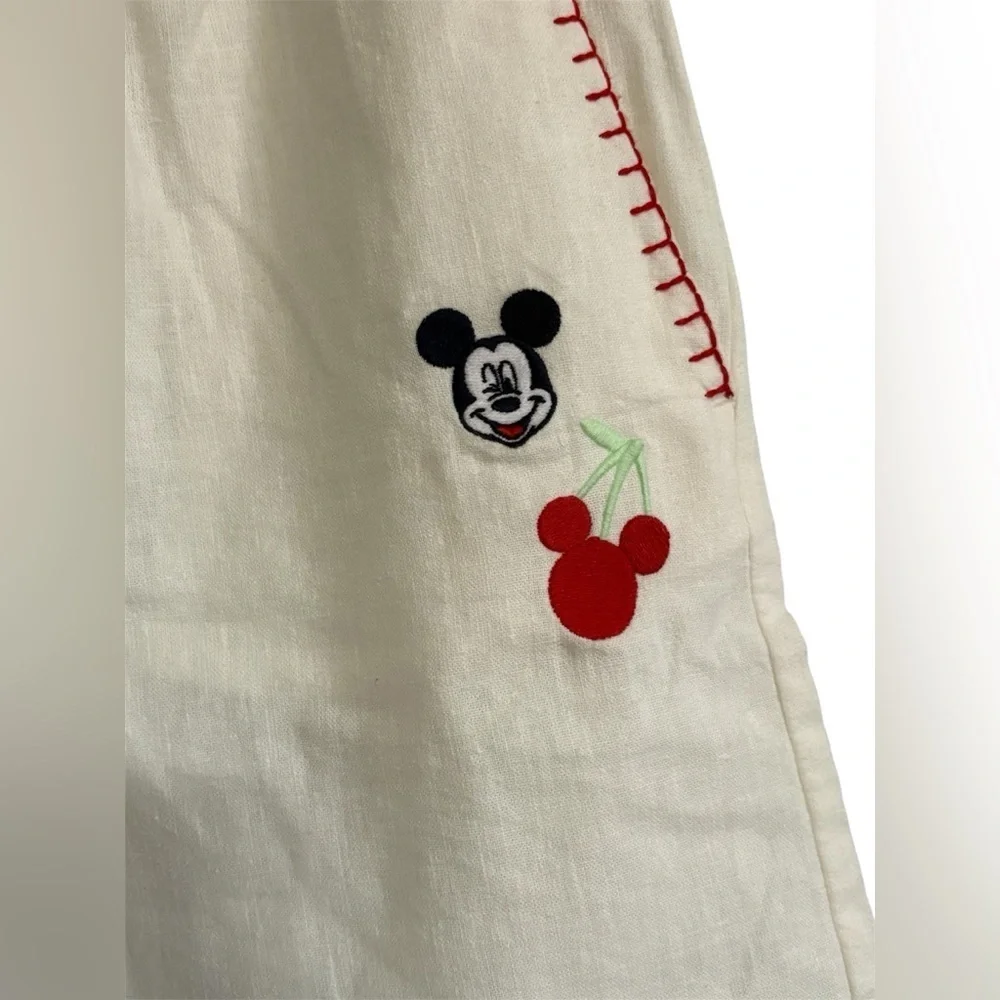 Disney Cream Shorts with Mickey and Red Stitching